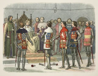Arundel, Gloucester, Nottingham, Derby i Warwick przed Ryszardem II, z A Chronicle of England BC 55 do AD 1485, wyd. Londyn