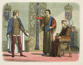 Henryk VI i książęta Yorku i Somerset, wrzesień 1450, z A Chronicle of England BC 55 do AD 1485, wyd. Londyn