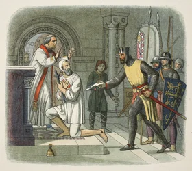 Hubert zabrany z sanktuarium w Boisars, 1232, z A Chronicle of England BC 55 do AD 1485, wyd. Londyn, 1863 r.