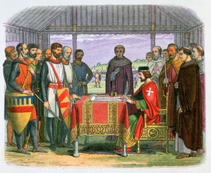 Ilustracja przedstawiająca króla Jana podpisującego Magna Carta, XIX wiek