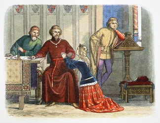 Królowa Anna wstawia się u Gloucester i Arundel za Sir Simon de Burley, 1388 1864