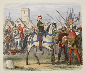 Richard przejmuje dowództwo buntowników w Rewolcie Chłopskiej, od Kroniki Anglii BC 55 do AD 1485, wyd. Londyn