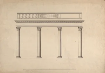 Cobham Hall, Kent: elewacja kolumnady z balustradową attyką