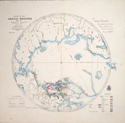 Mapa regionów arktycznych z badań Admiralicji, wydanie trzecie, ok. 1854 r. (rycina)