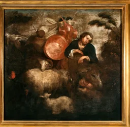 Pasterz z kozami i osłem (Pasterz z kozami i tyłkiem) Obraz Jana Roosa (1591-1638) Geny z XVII wieku, Musei di Strada Nuova