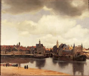 Widok Delft w Holandii po pożarze (olej na płótnie)