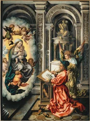 Święty Łukasz maluje Madonnę (obraz na drewnie dębowym)