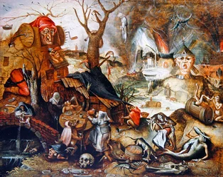 Wizja piekła (olej na panelu)