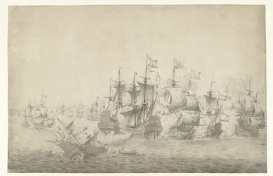 Bitwa morska, prawdopodobnie w Lowestoft 13 czerwca 1665 (lewa strona)