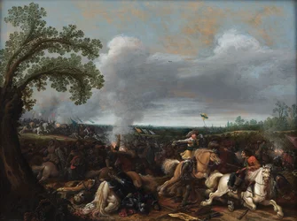 Król Gustaw II Adolf Szwecji w bitwie pod Lützen 16 listopada 1632