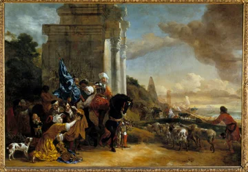 Wyjazd trupy orientalnej lub „Les corsaires repusses”” Obraz Jana Chrzciciela Weenixa Starego (1621-1660)