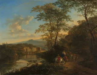 Pejzaż włoski z Ponte Lucano nad rzeką Aniene, ok. 1650-1652 (olej na miedzi)