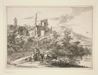 Dwie krowy w pobliżu rzeki. Tivoli