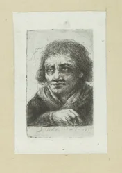 Dorosły mężczyzna, widoczna jego prawa ręka The Compleat Work of Akwaforty Johna Chalona / Oeuvre Complette des Eaux Fortes Jeana Chalona (tytuł serii)