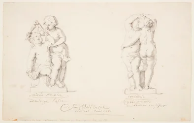 Rysunek, projekty dla grupy rzeźbiarskiej: "Przyjaźń", "Porozumienie", 1726 r.