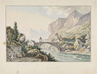 Widok na most w Saint Maurice w Szwajcarii