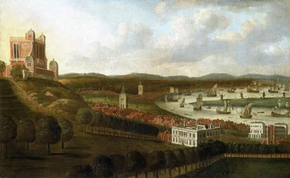 Panoramiczny widok na Dom Królowej i Królewskie Obserwatorium Greenwich