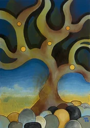 Spalone drzewo, 2008 (olej na płótnie)