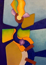 Pożeracz ognia, kobieta, 2007 (olej na płótnie)