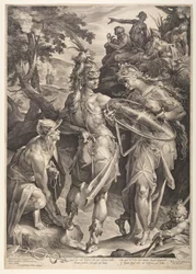 Minerwa uzbraja Perseusza