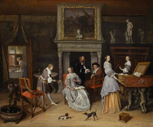 Fantazyjne wnętrze z Janem Steenem i rodziną Gerrita Schoutena, ok. 1659-60 (olej na płótnie)