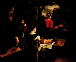 Posiłek lub młody skrzypek, ok.1650-60 (panel)