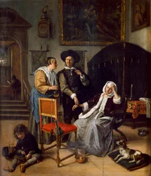 Wizyta lekarska (olej na desce dębowej)
