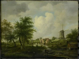 Zniszczony wał w Amsterdamie z Weteringpoort, widziany nad Buitensingel