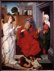Abraham, Sara i anioł, obraz Jana Provosta (1465-1520)