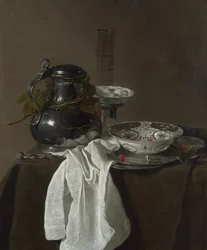 Martwa natura z cynowym dzbanem i dwiema miskami Ming, 1651