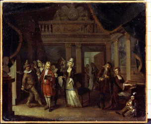 Koncert prywatny. Koncert domowy. Obraz Jana Josefa Horemansa Starszego (1682-1759). Sztuka flamandzka w stylu rokoko. Olej na płótnie. Państwowe Muzeum Historii i Sztuki, Serpukhov (Serpukhov), Rosja.