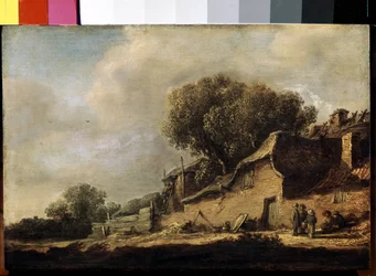""Paysage a la chaumiere et au chene"" (Pejzaż z chłopską chatą i dębem) Obraz Jana Józefa van Goyena (1596-1656) 1634 wym. 87x105 cm Ermitaż, Sankt Petersburg