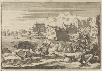 Trzęsienie ziemi na Jamajce niszczące miasto Port Royal, 1692