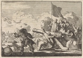 Oblężenie Groningen, w którym armata jest błogosławiona przez sześciu mnichów, 1672