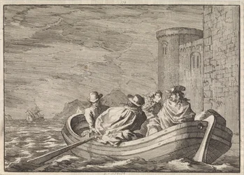 Król Jakub II ucieka nocą łodzią wiosłową, 1688