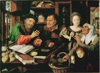 Poborca podatkowy (obraz na drewnie dębowym)