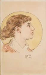Karton do polichromii Kościoła Mariackiego - Główka aniołka (portret córki Heleny)