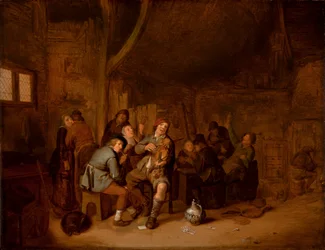 Figurki palące i grające muzykę w karczmie, ok. 1640 (olej na desce)