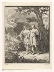 Pożądanie uwodzi młodego mężczyznę Strona tytułowa dla: Dirk Smits, Israëls Baalfegorsdienst, czyli Ukarane pożądanie, 1737