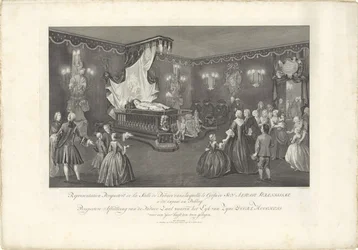 Sala z majestatem księcia Wilhelma IV, 1751 Reprezentacja Perspective de la Salle de Parade (...) Perspektywa Obraz Sali Paradowej, w której Lyk van Zyne Doorl. Wysokość dla yder została wystawiona (tytuł na obiekcie) W łóżko pływakowe