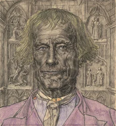 Portret starego chłopa przed katedrą, 1904.