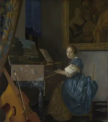 Młoda kobieta siedząca przy wirginale, ok. 1670