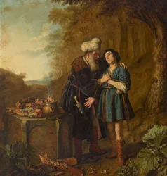Abraham i Izaak przed złożeniem ofiary