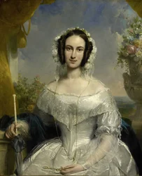 Agatha Petronella Hartsen (1814-78). W toalecie ślubnej z okazji ślubu z Janem van der Hoopem 17 marca 1841 r.