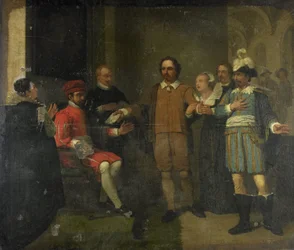 Jacob Simonsz de Rijk otrzymuje od hiszpańskiego gubernatora generalnego żądania uwolnienia Marnixa van Sint Aldegonde, 1575