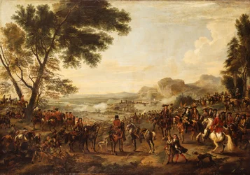 Król Wilhelm III i jego wojska przygotowujące się do bitwy,