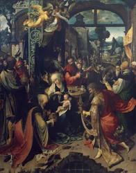 Narodziny Jezusa, centralny panel tryptyku Jana de Beera (ok. 1475-1528), olej na płótnie