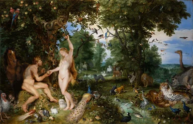Ogród Eden z upadkiem człowieka, około 1615
