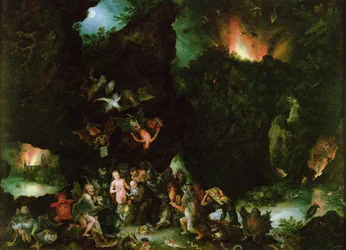 Kuszenie św. Antoniego - Piekło, 1594 (olej na miedzi)