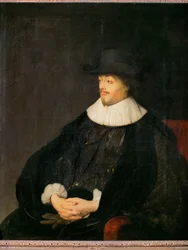 Constantijn Huygens, holenderski poeta i przyjaciel artystów, ojciec lekarza Christiaana Huygensa ... (olej na drewnie)